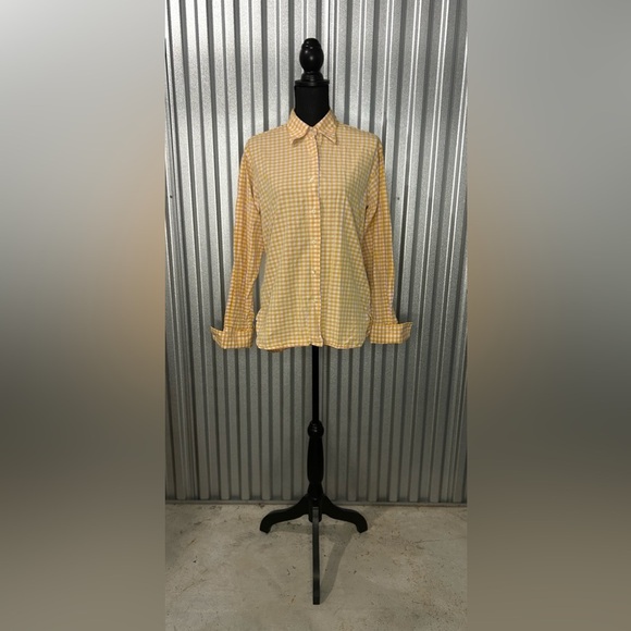 Women’s Thomas Pink Yellow Pink Checkered Long Sleeve Button Down Shirt Size12 - Picture 1 of 3